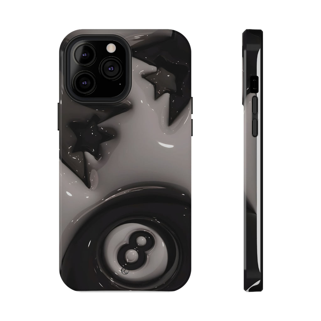 Black 8-Ball & Stars Impact-Resistant Phone Case — Protective iPhone Cover