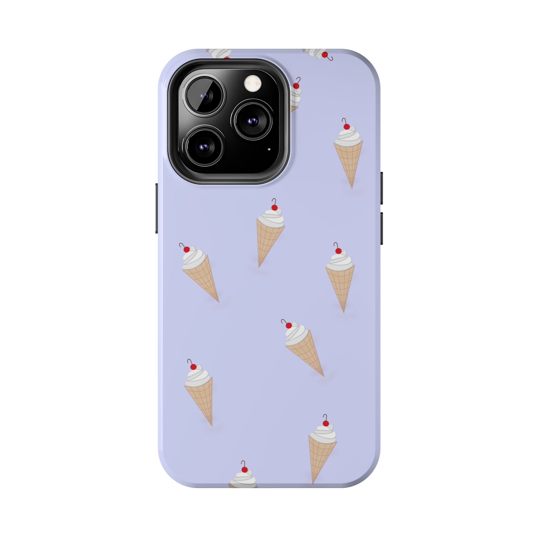 Ice Cream Cone Pattern Tough Phone Case — Pastel Lavender Protective Phone Cover