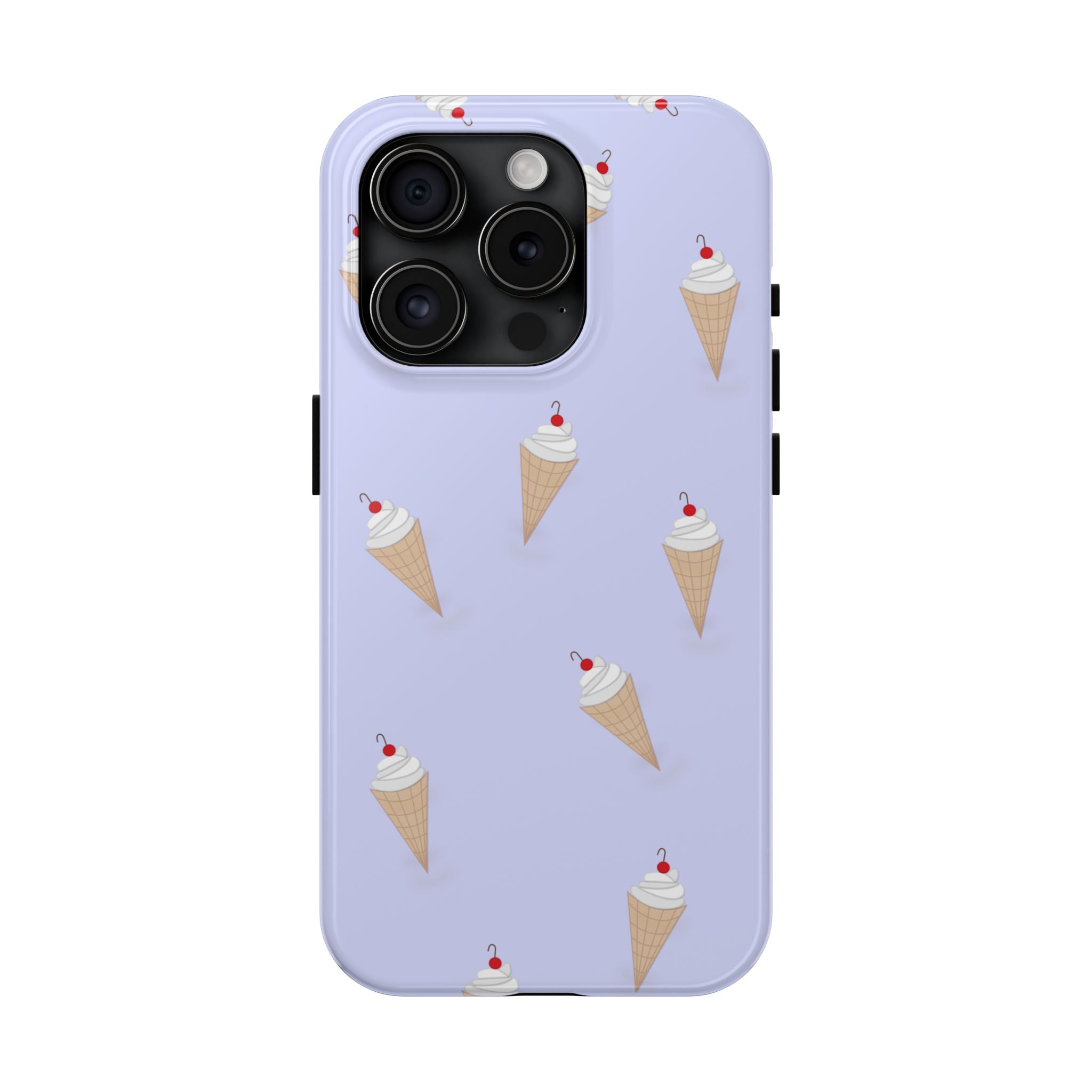 Ice Cream Cone Pattern Tough Phone Case — Pastel Lavender Protective Phone Cover