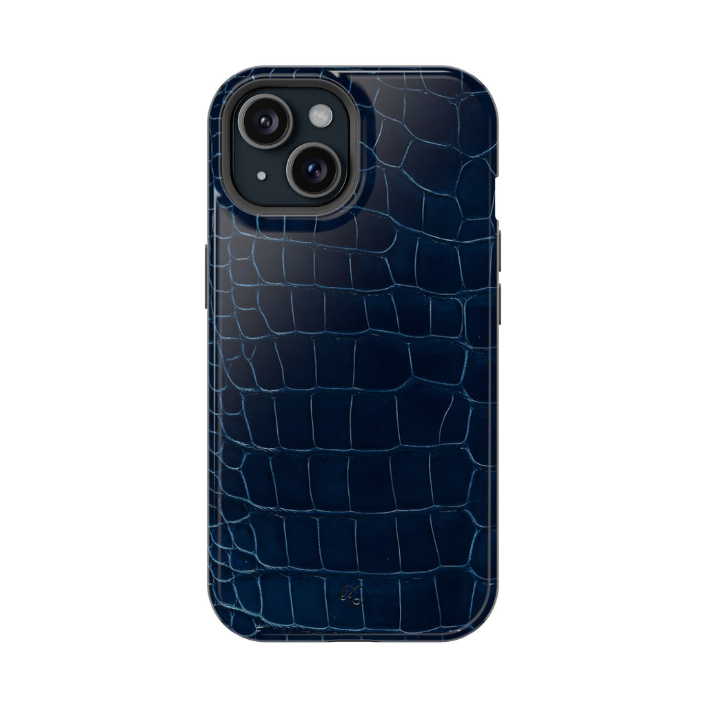 Croc-Embossed Impact-Resistant Phone Case – Navy Protective Cover