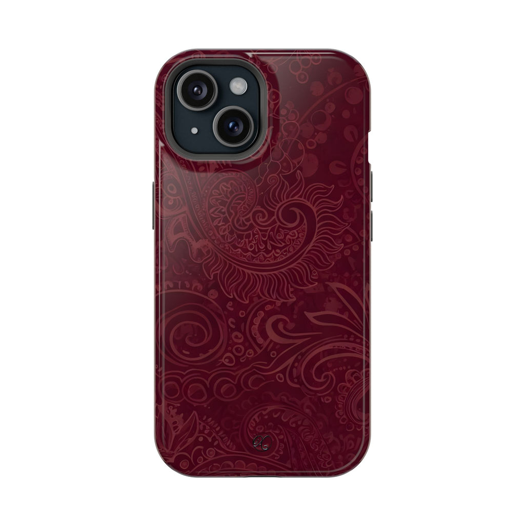 Burgundy Paisley Impact-Resistant Phone Case
