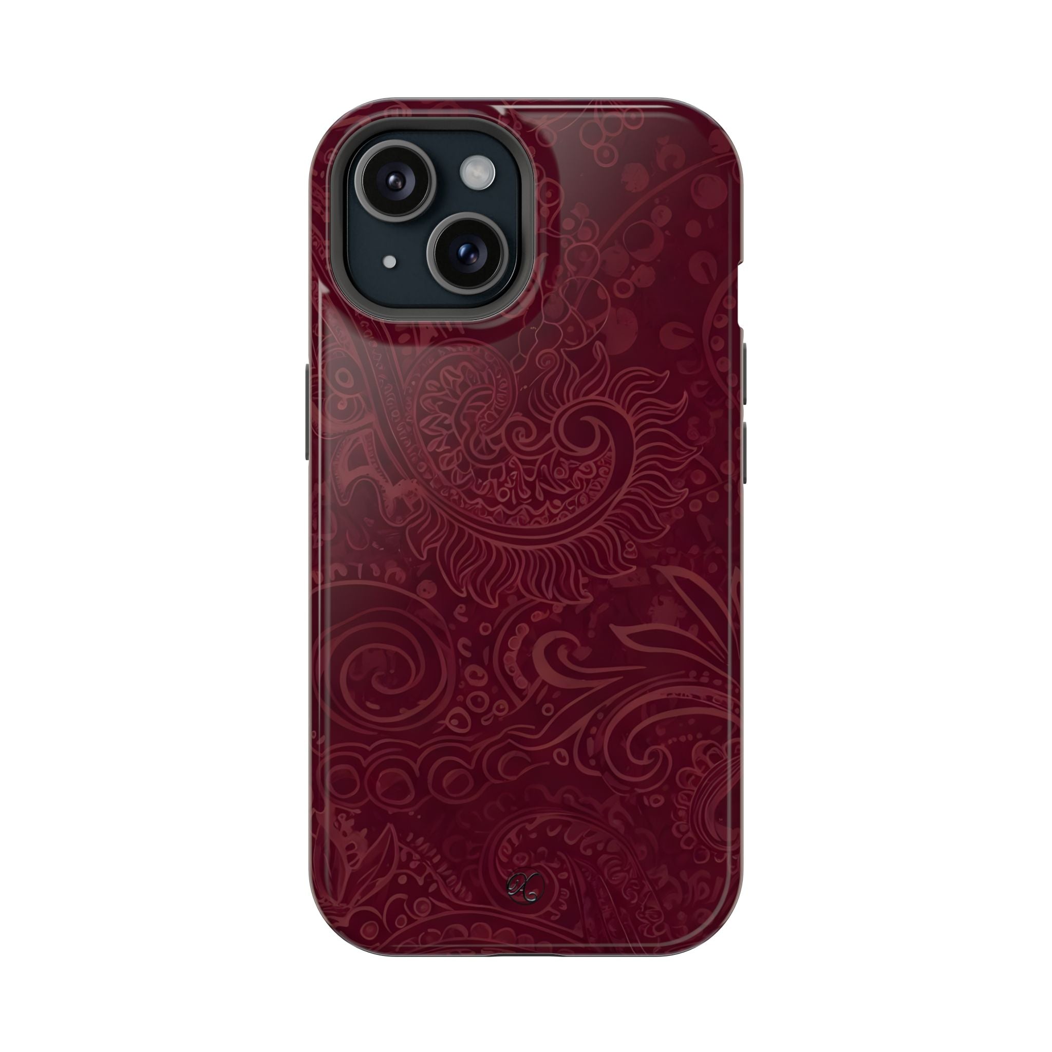 Burgundy Paisley Impact-Resistant Phone Case