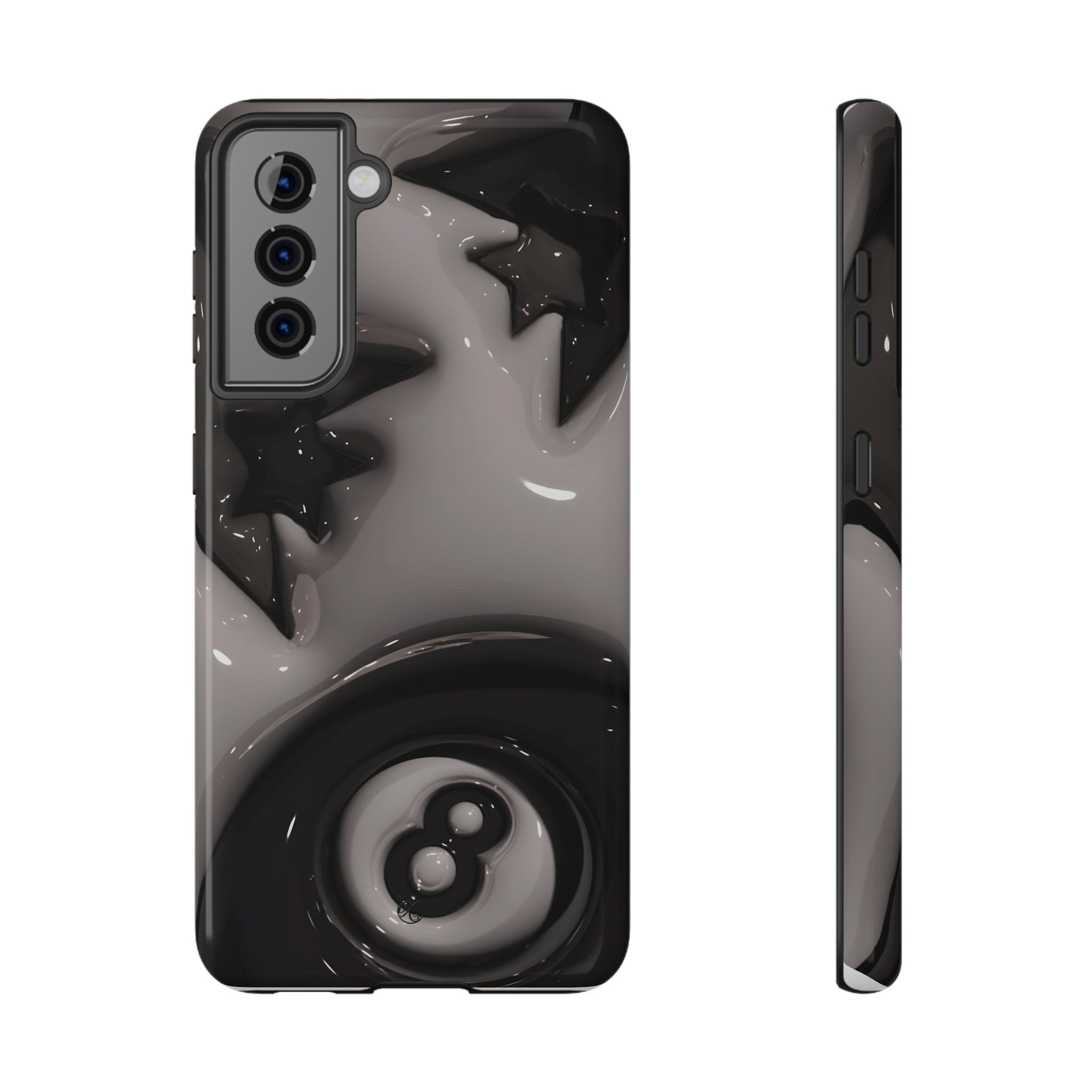 Black 8-Ball & Stars Impact-Resistant Phone Case — Protective iPhone Cover