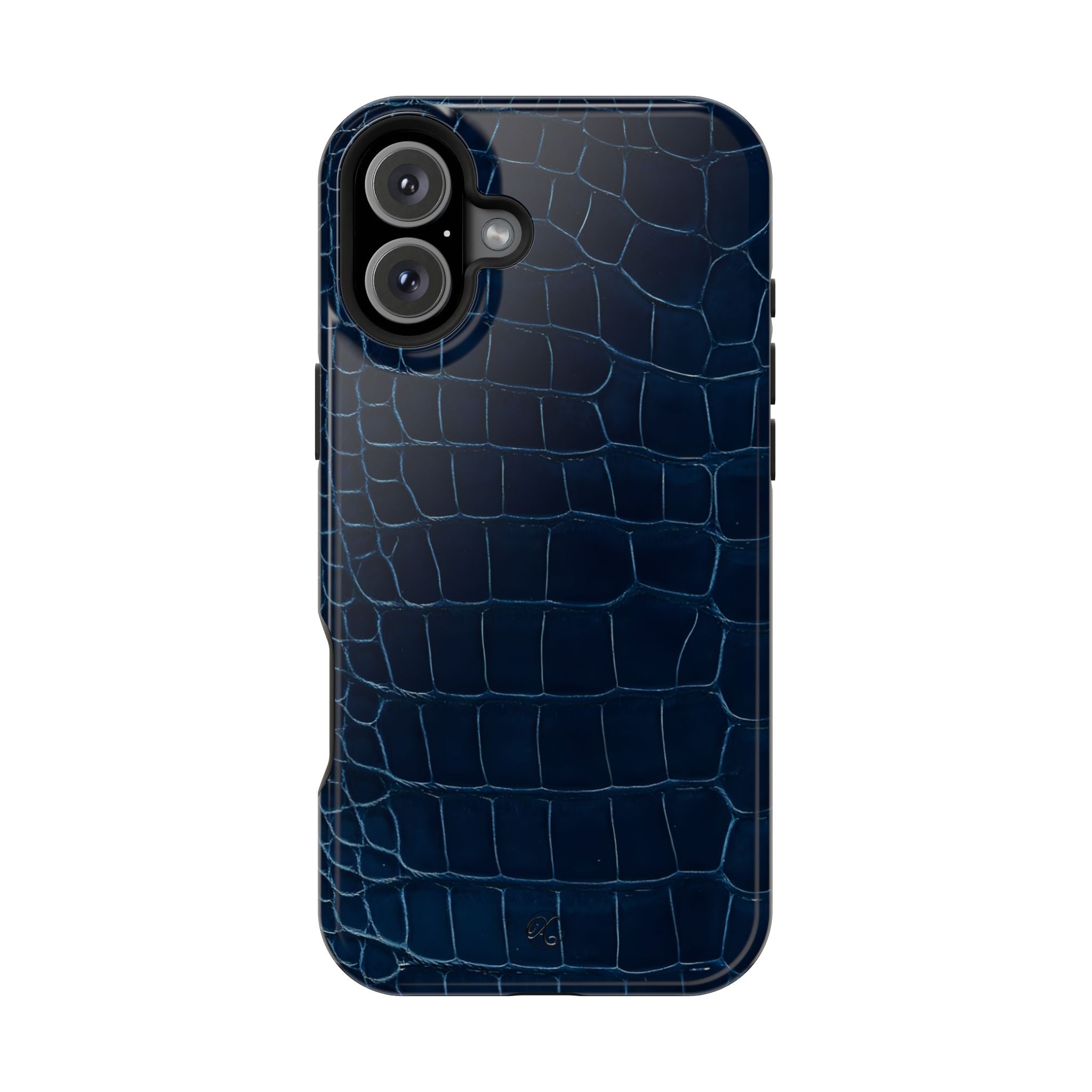 Croc-Embossed Impact-Resistant Phone Case – Navy Protective Cover