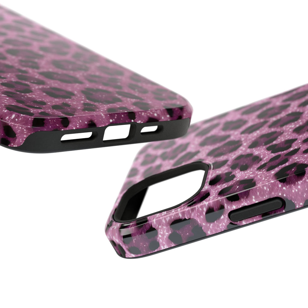 Pink Leopard Impact-Resistant Phone Case — Glitter Animal Print Protective Cover
